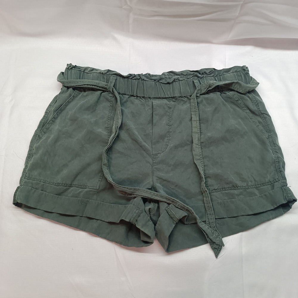 Aerie Green Paperbag Waist Pull On Shorts with Tie Belt Womens XS Beach Casual